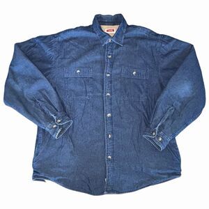 Wrangler Denim Shirt Jacket Sherpa Lined Men's Size Lrg Blue Button-Up Workwear